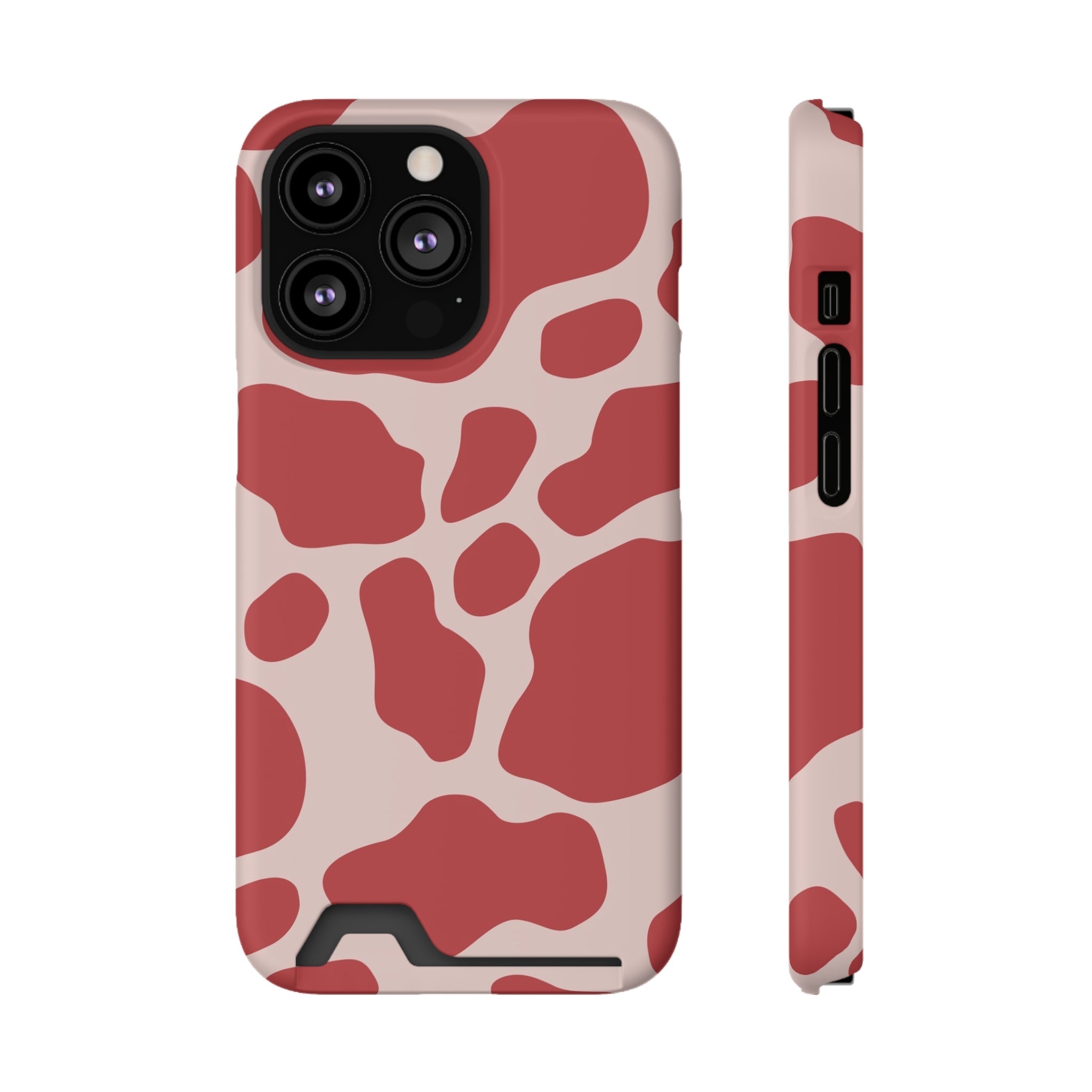 Red and White Cow Print Cardholder Case, Artsulli - Art is Long, Life is Short, Phone Case, Size, iPhone 13 Pro, Surface, Matte, Shape, With gift packaging, 72270029118899341209