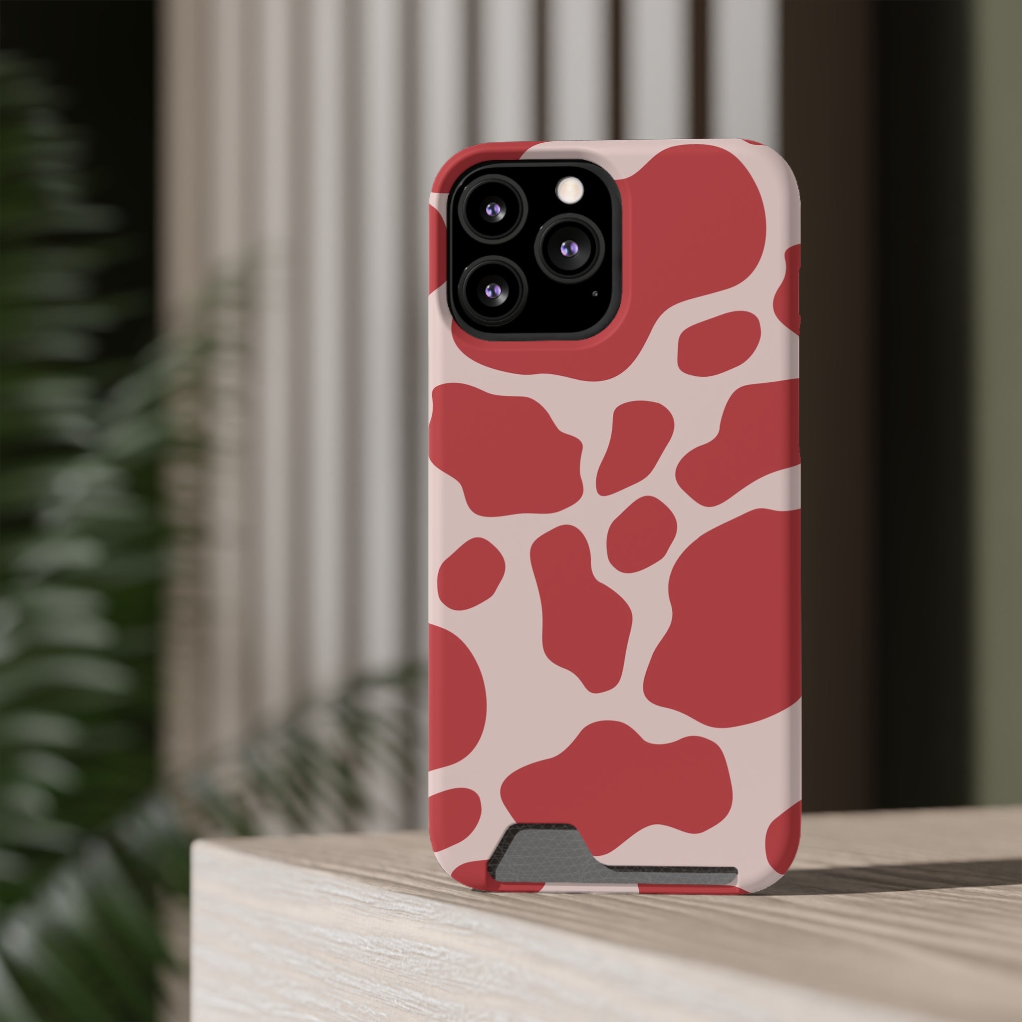 Red and White Cow Print Cardholder Case, Artsulli - Art is Long, Life is Short, Phone Case, , , , , , ,