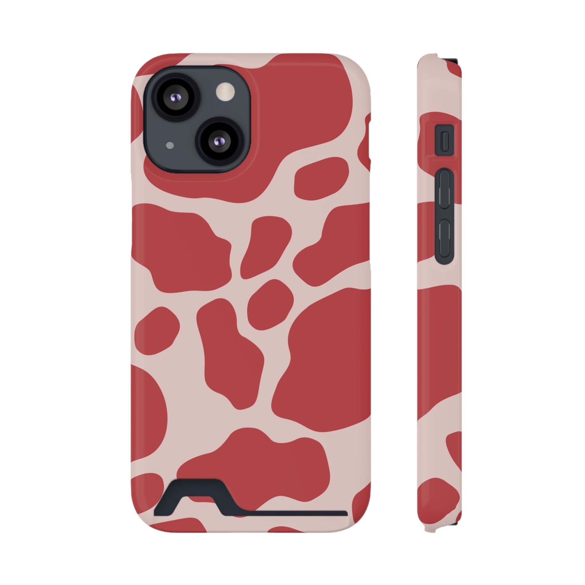 Red and White Cow Print Cardholder Case, Artsulli - Art is Long, Life is Short, Phone Case, Size, iPhone 13 Mini, Surface, Glossy, Shape, Without gift packaging, 13289009514466764311