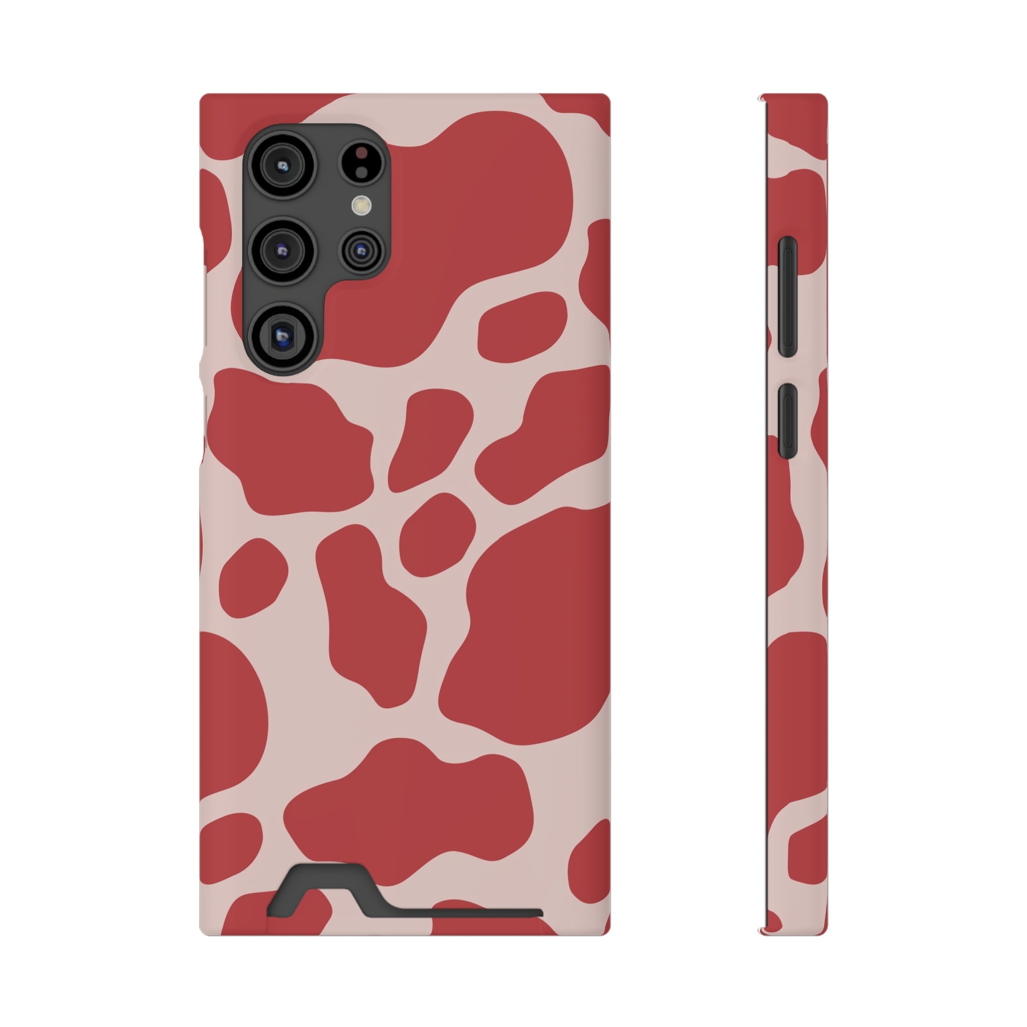 Red and White Cow Print Cardholder Case, Artsulli - Art is Long, Life is Short, Phone Case, Size, Samsung Galaxy S22 Ultra, Surface, Matte, Shape, Without gift packaging, 20284148296596117744
