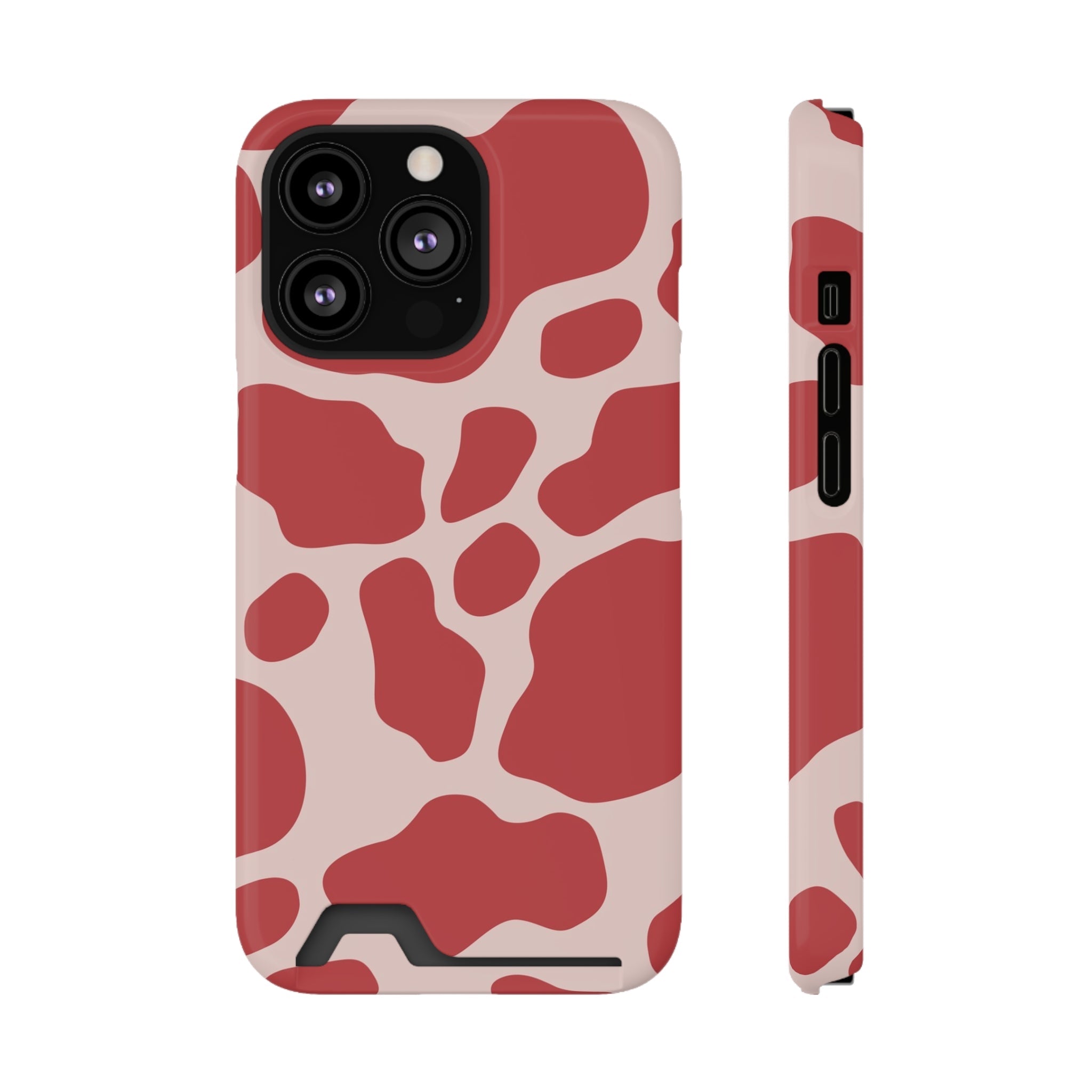 Red and White Cow Print Cardholder Case, Artsulli - Art is Long, Life is Short, Phone Case, Size, iPhone 13 Pro, Surface, Glossy, Shape, With gift packaging, 28226135410574024567