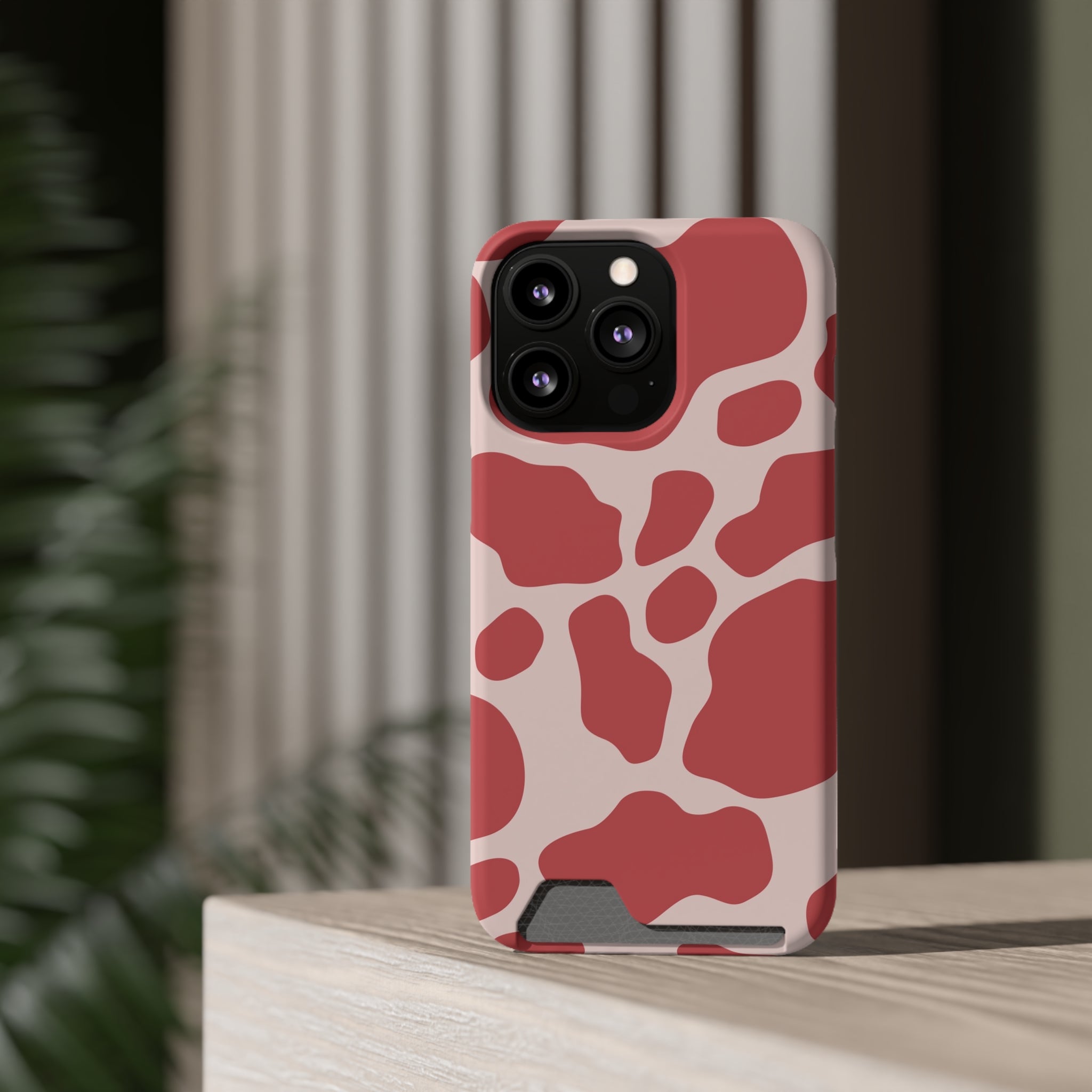 Red and White Cow Print Cardholder Case, Artsulli - Art is Long, Life is Short, Phone Case, , , , , , ,