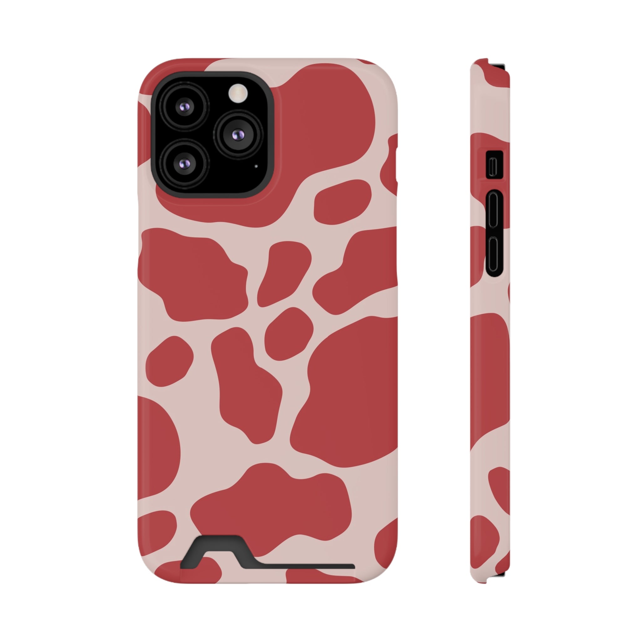 Red and White Cow Print Cardholder Case, Artsulli - Art is Long, Life is Short, Phone Case, Size, iPhone 13 Pro Max, Surface, Glossy, Shape, Without gift packaging, 26546412071951135540