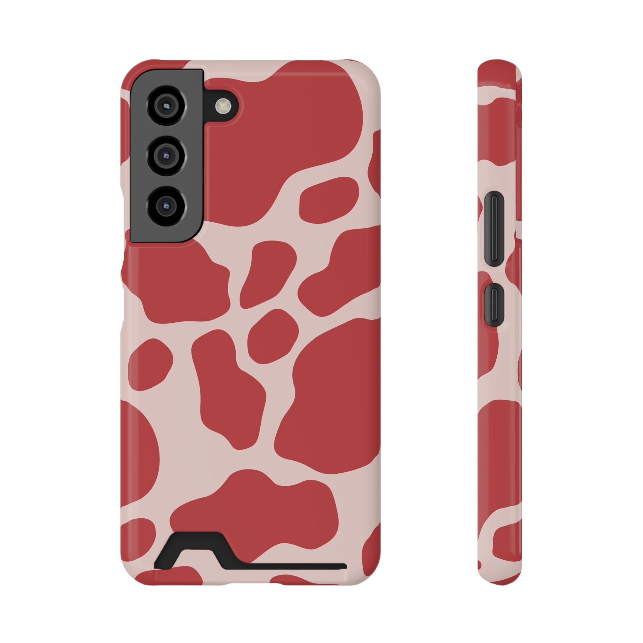 Red and White Cow Print Cardholder Case, Artsulli - Art is Long, Life is Short, Phone Case, Size, Samsung Galaxy S22, Surface, Glossy, Shape, With gift packaging, 13846961794956789151