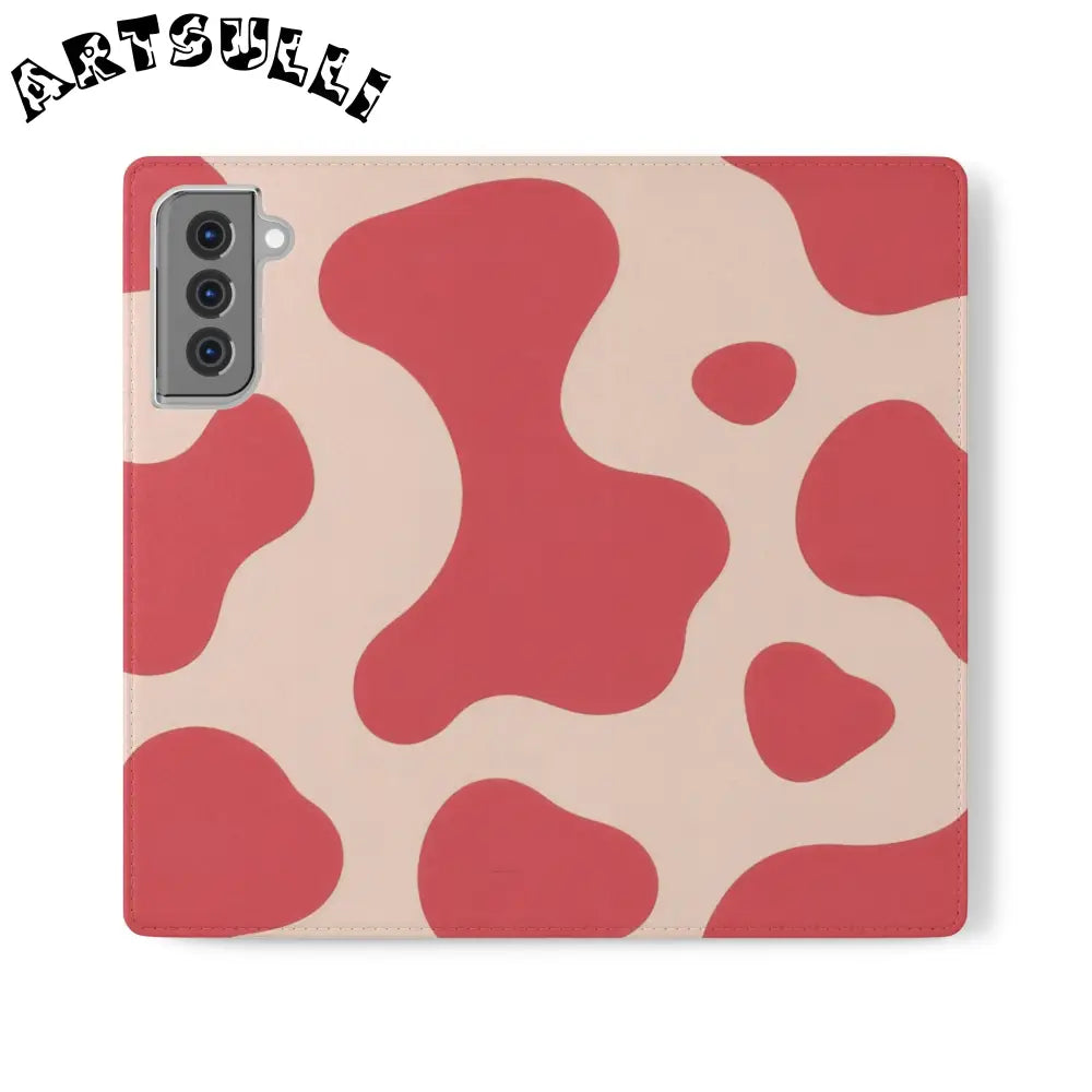 JAKKOUTTHEBXX Red and Beige Cow Print Illustration Printed Flip Case 2025