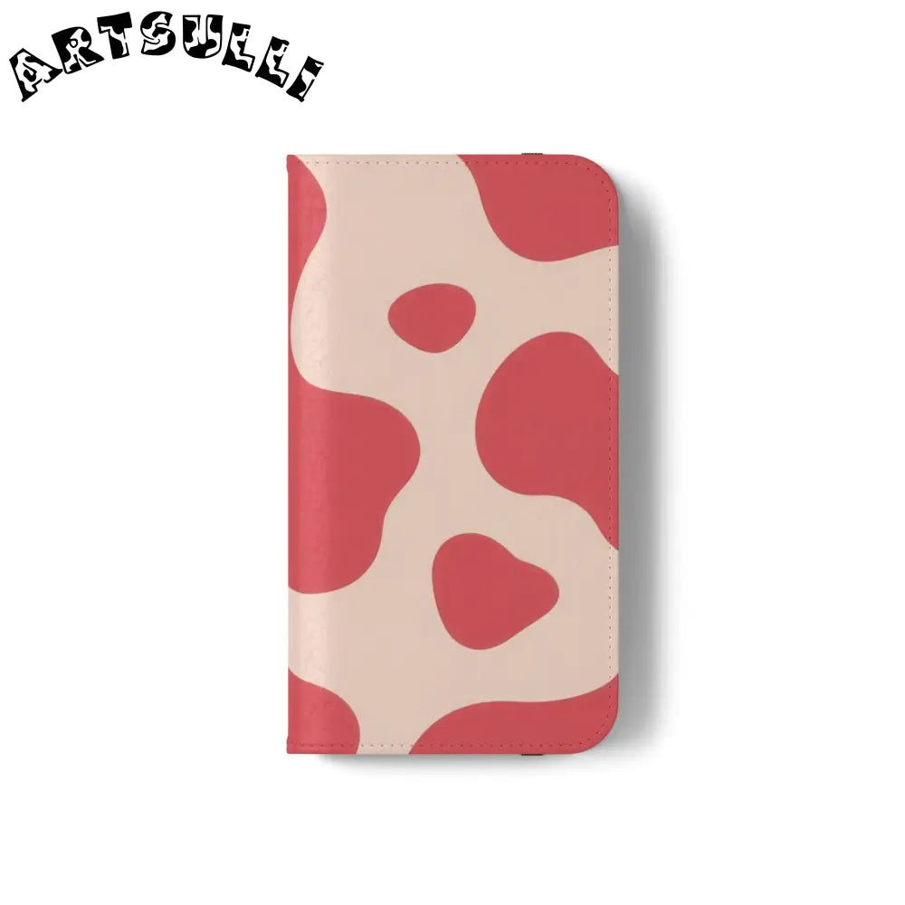 JAKKOUTTHEBXX Red and Beige Cow Print Illustration Printed Flip Case 2025
