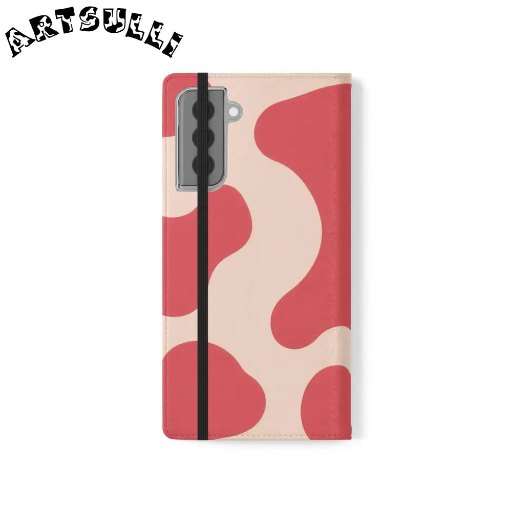 JAKKOUTTHEBXX Red and Beige Cow Print Illustration Printed Flip Case 2025