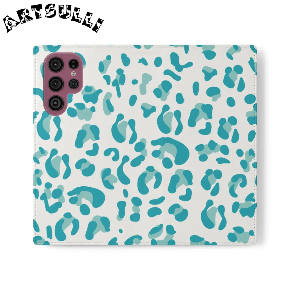 Teal Leopard Print Flip Cases, Artsulli - Art is Long, Life is Short, Phone Case, Size, Samsung Galaxy S22 Ultra, , , , , 23853196644136029985