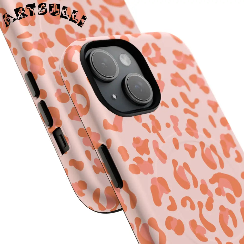JAKKOUTTHEBXX Pink and Orange Leopard MagSafe iPhone Case 2025
