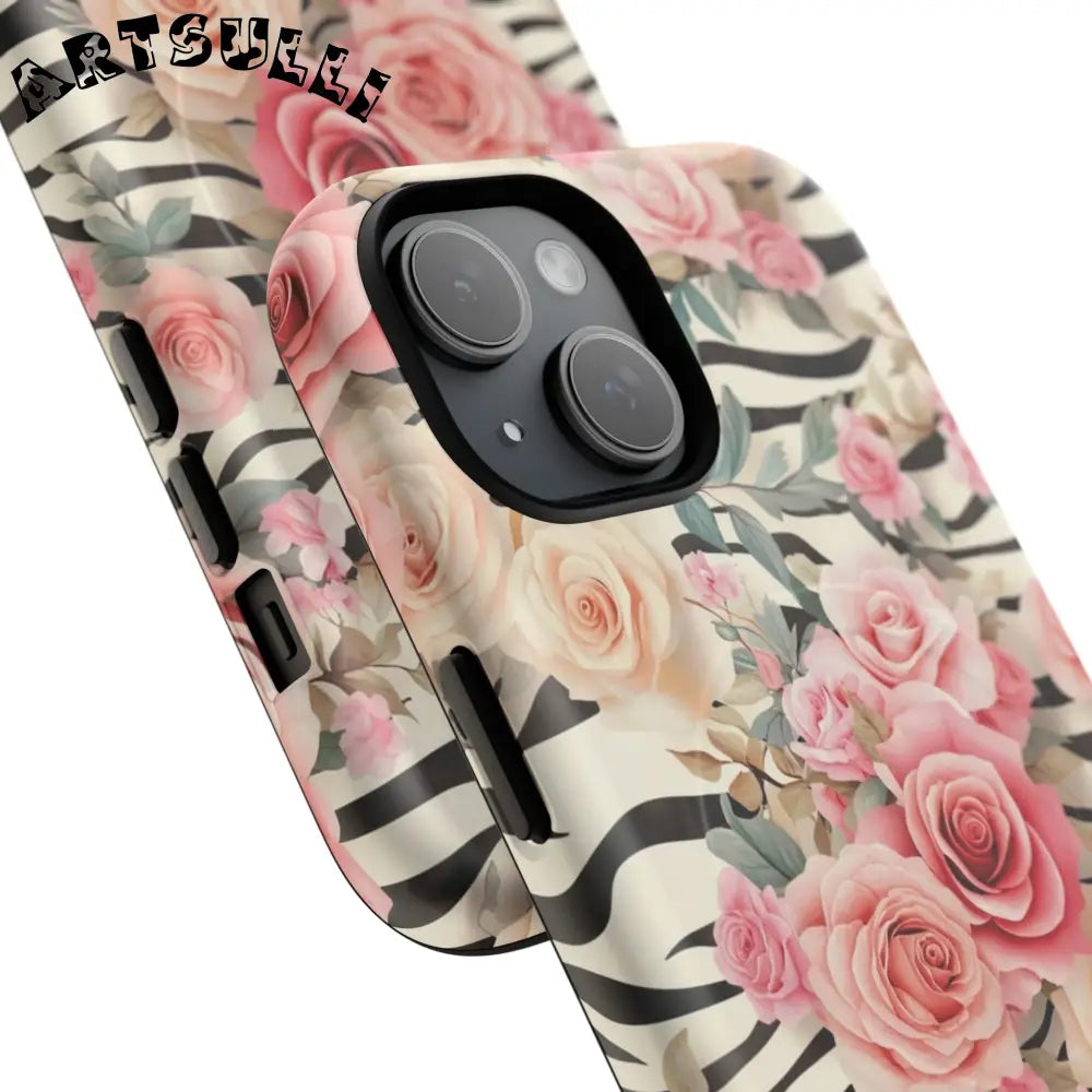 JAKKOUTTHEBXX Pink Floral Zebra MagSafe iPhone Case 2025
