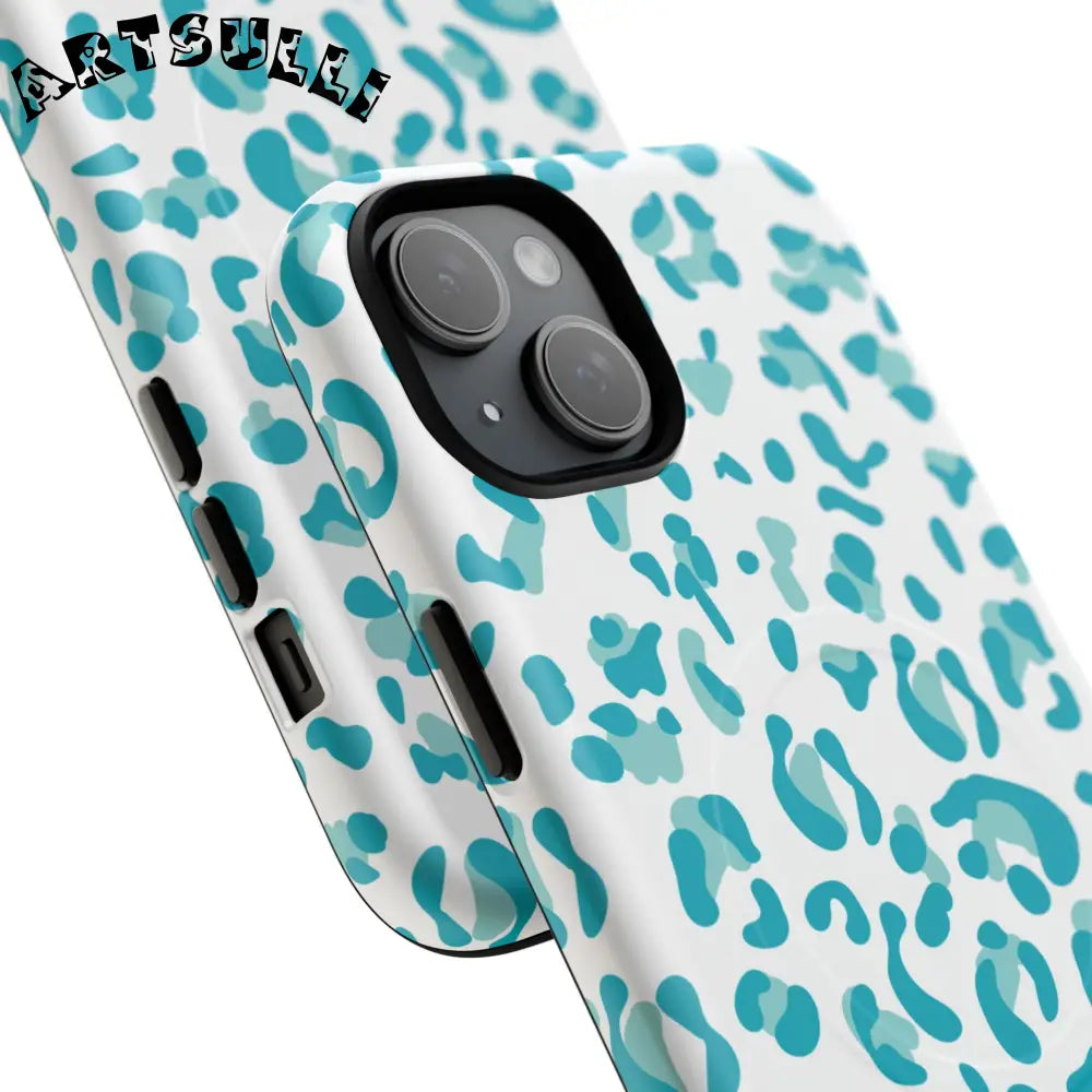 JAKKOUTTHEBXX Teal Leopard Print MagSafe Case 2025