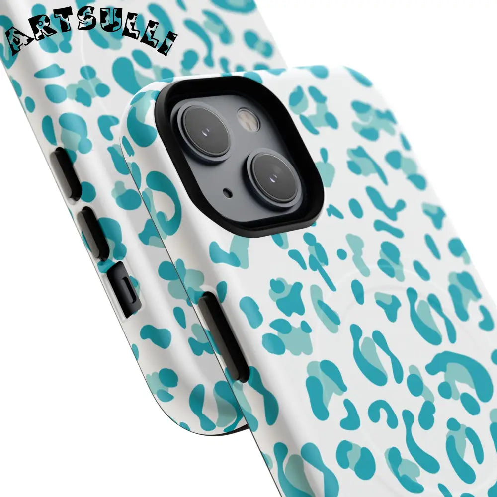 JAKKOUTTHEBXX Teal Leopard Print MagSafe Case 2025
