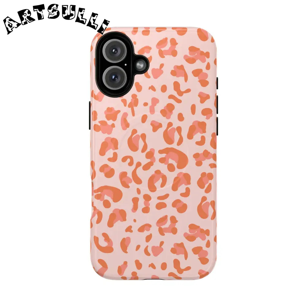 JAKKOUTTHEBXX Pink and Orange Leopard MagSafe iPhone Case 2025