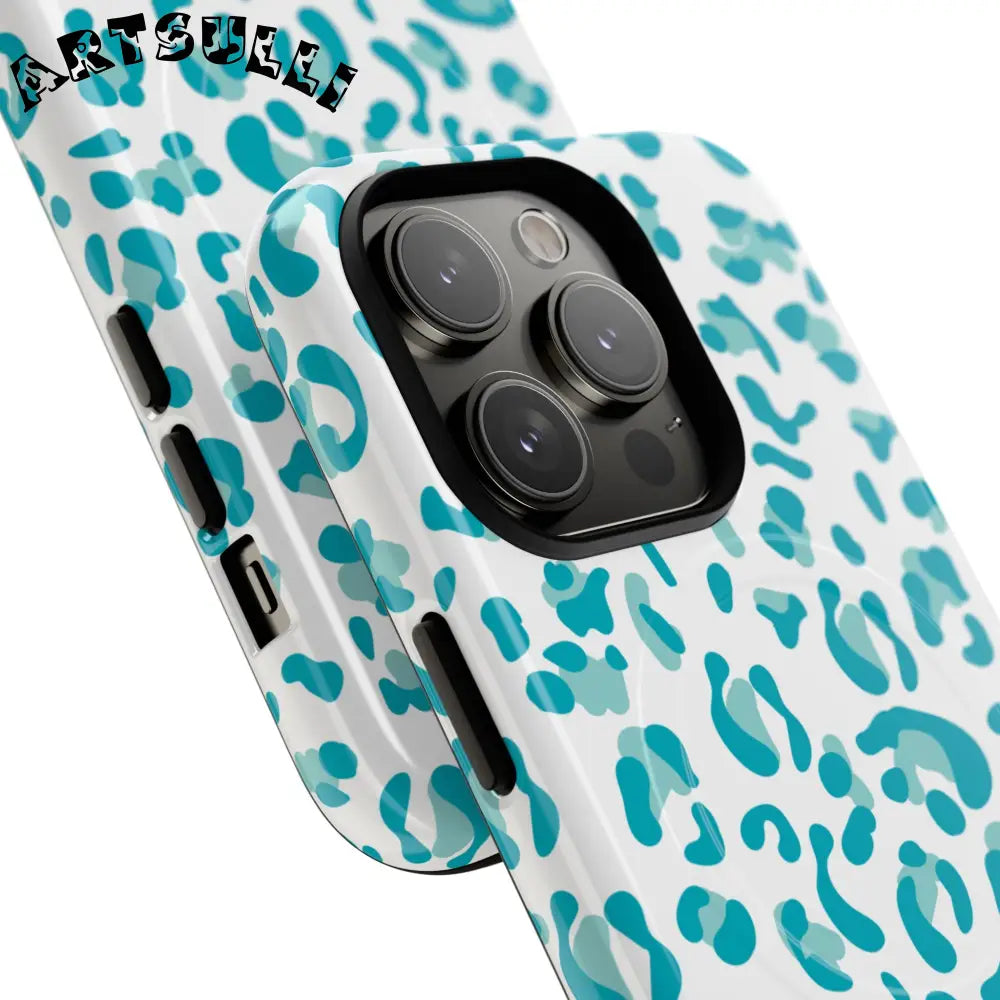 JAKKOUTTHEBXX Teal Leopard Print MagSafe Case 2025