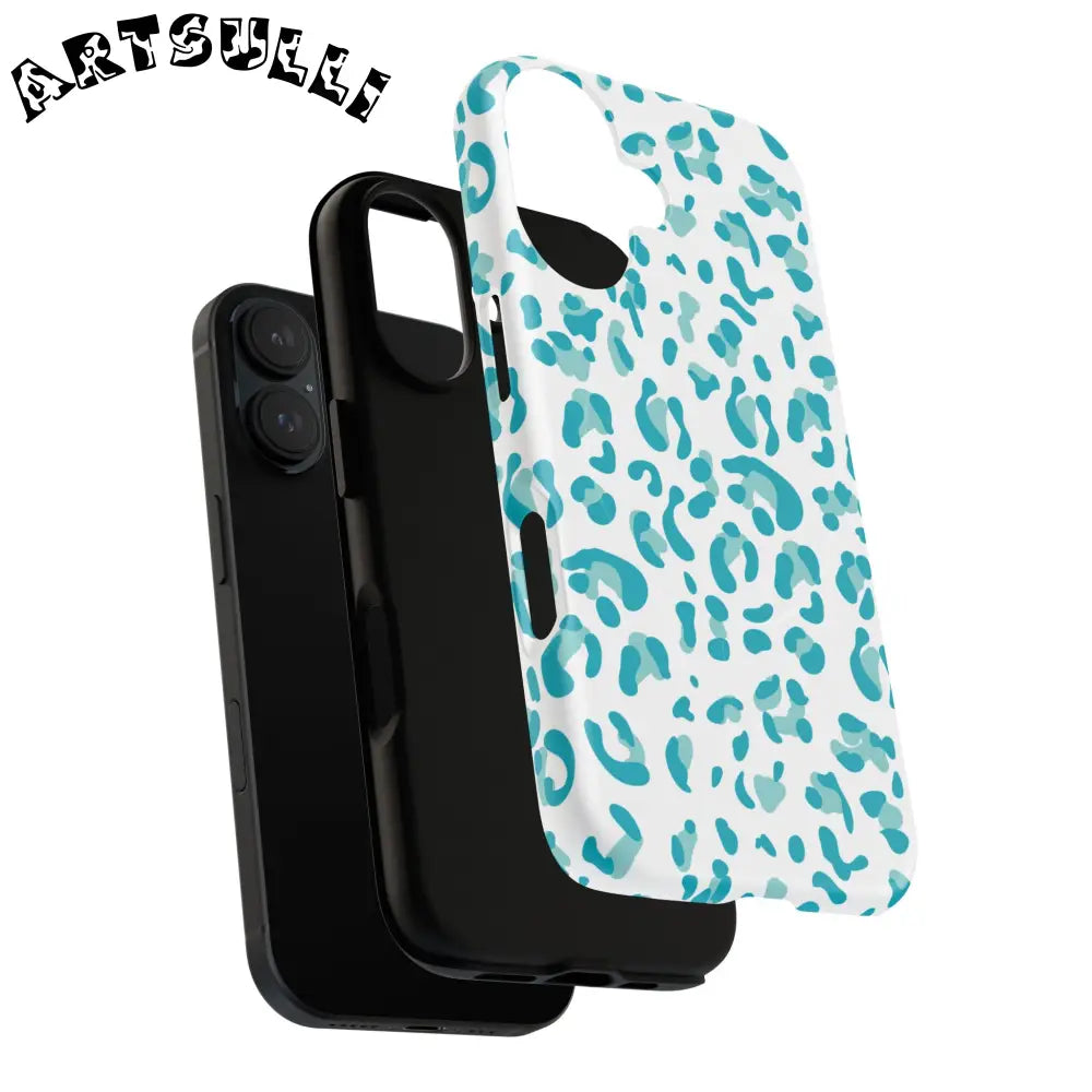 JAKKOUTTHEBXX Teal Leopard Print MagSafe Case 2025