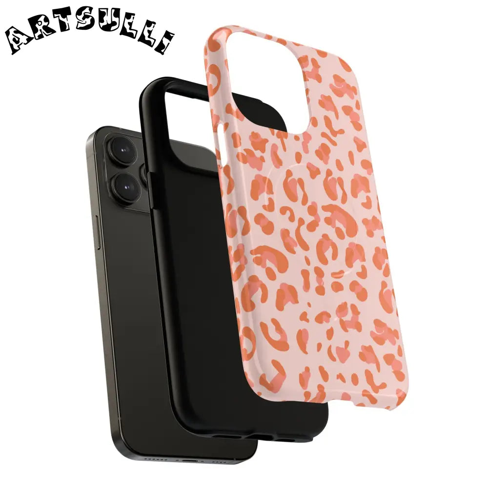 JAKKOUTTHEBXX Pink and Orange Leopard MagSafe iPhone Case 2025