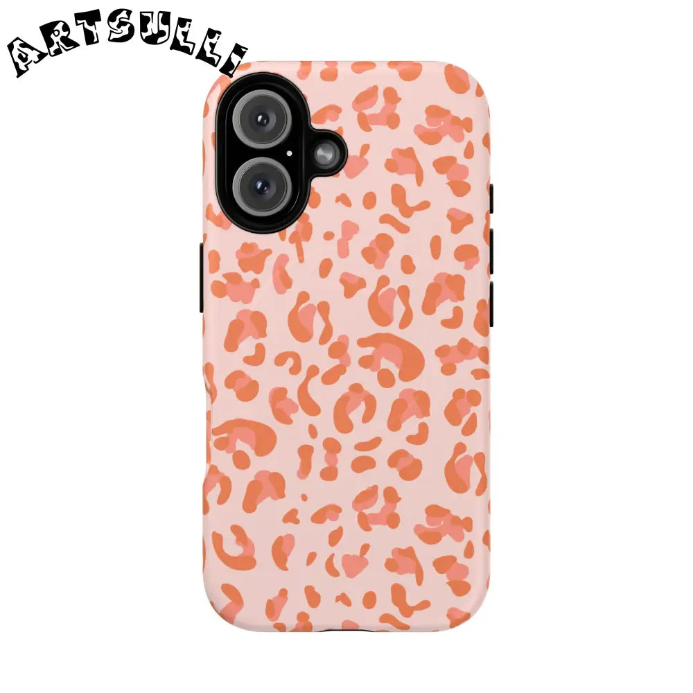 JAKKOUTTHEBXX Pink and Orange Leopard MagSafe iPhone Case 2025