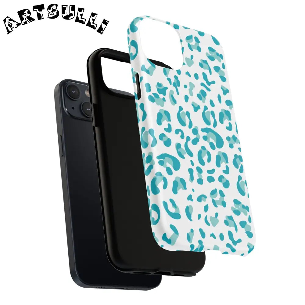 JAKKOUTTHEBXX Teal Leopard Print MagSafe Case 2025
