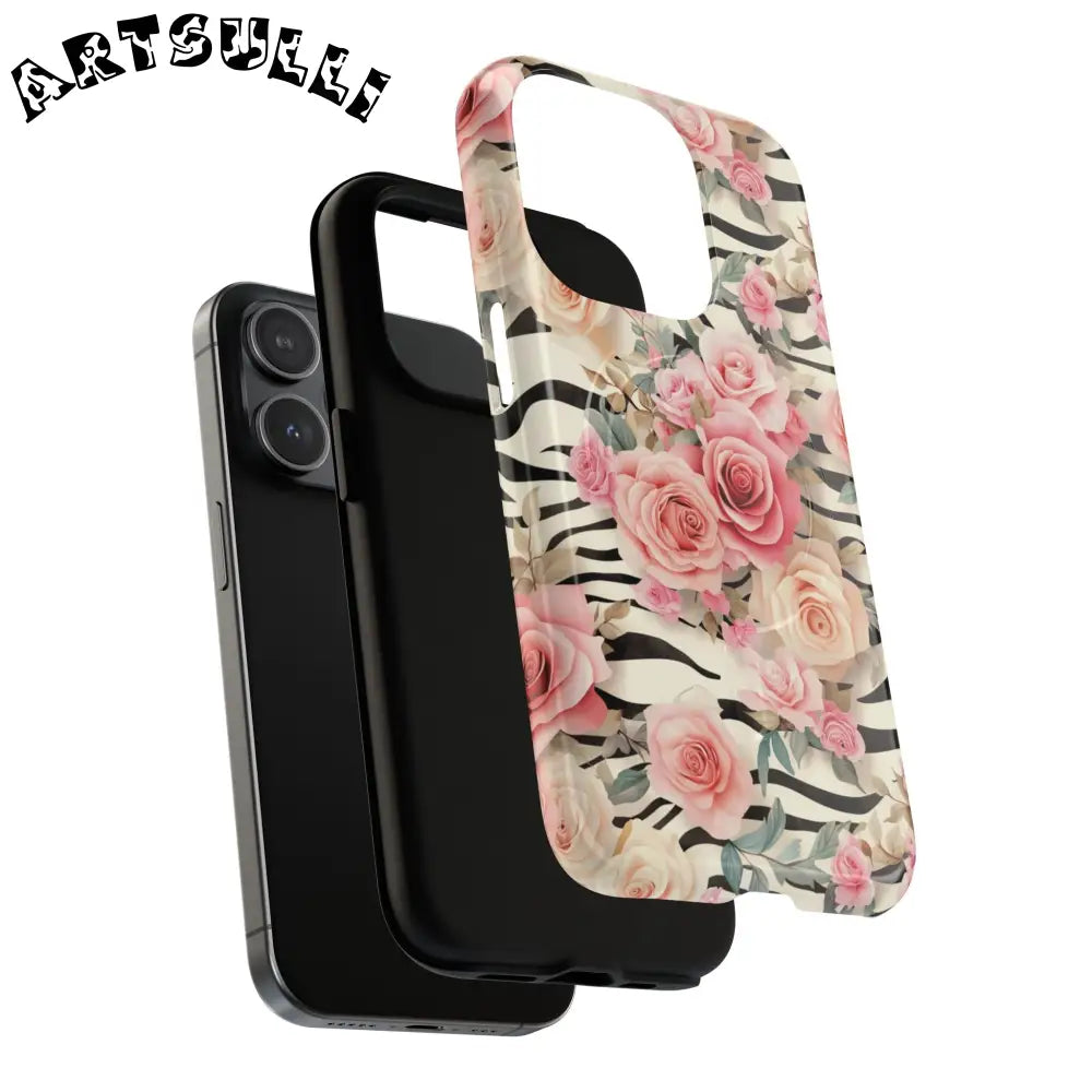 JAKKOUTTHEBXX Pink Floral Zebra MagSafe iPhone Case 2025