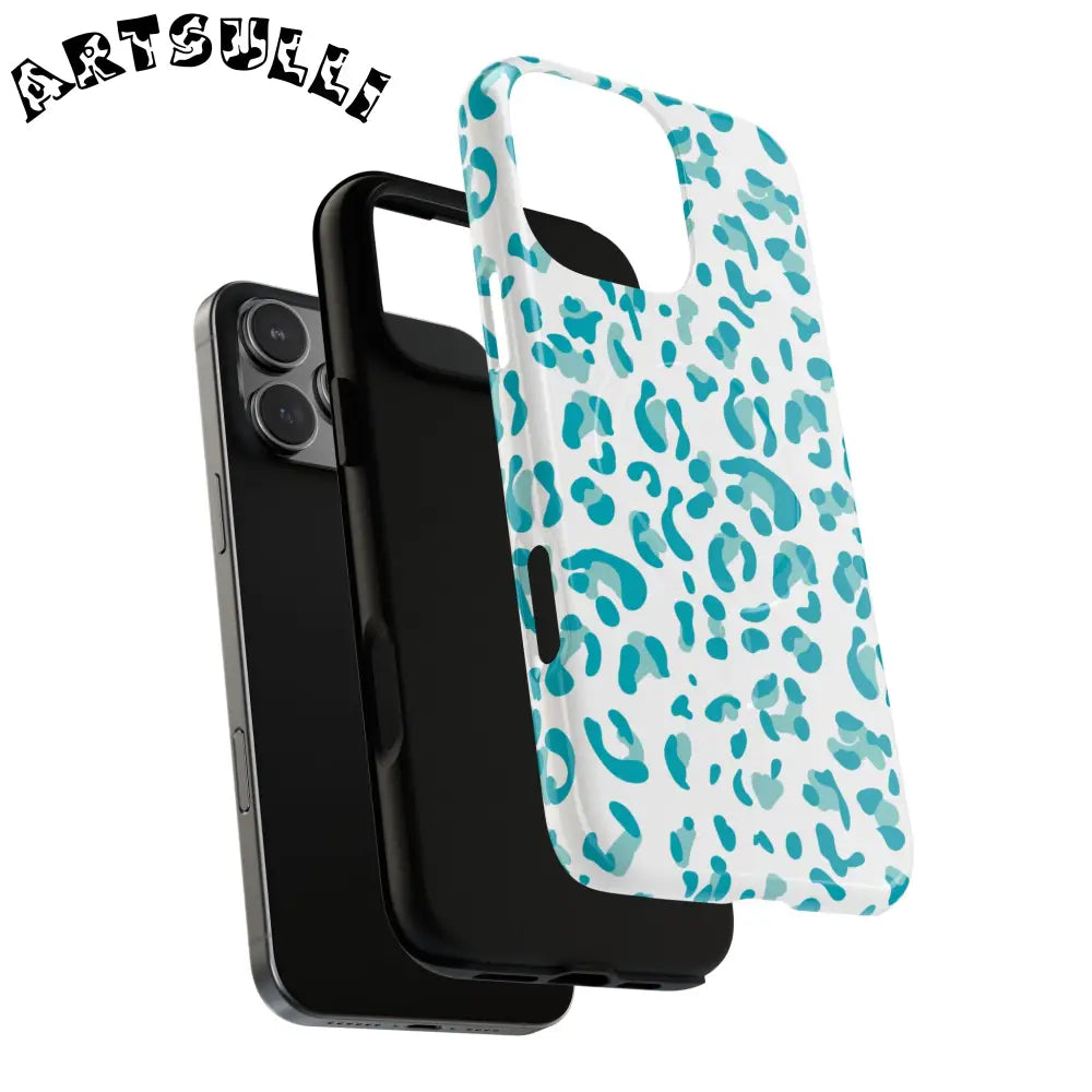 JAKKOUTTHEBXX Teal Leopard Print MagSafe Case 2025