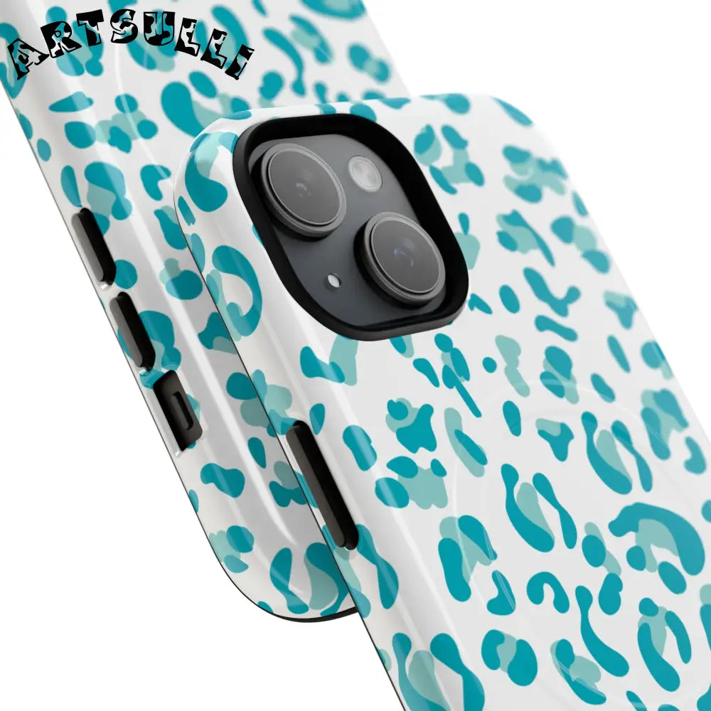 JAKKOUTTHEBXX Teal Leopard Print MagSafe Case 2025