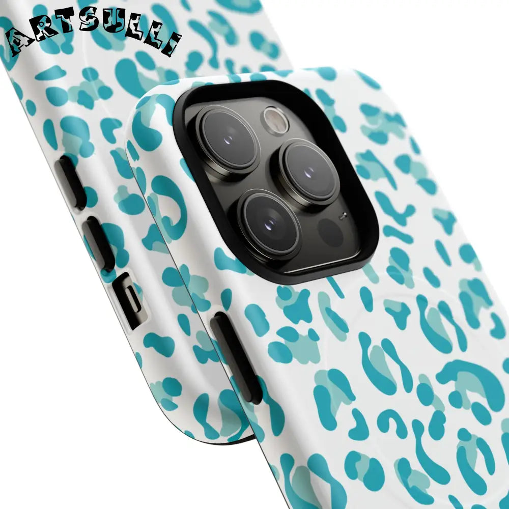 JAKKOUTTHEBXX Teal Leopard Print MagSafe Case 2025