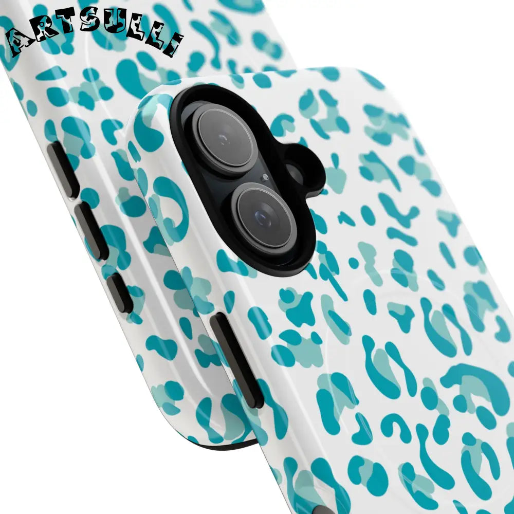 JAKKOUTTHEBXX Teal Leopard Print MagSafe Case 2025