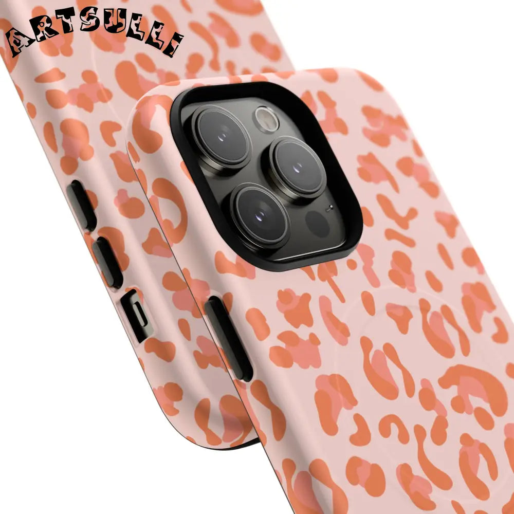 JAKKOUTTHEBXX Pink and Orange Leopard MagSafe iPhone Case 2025