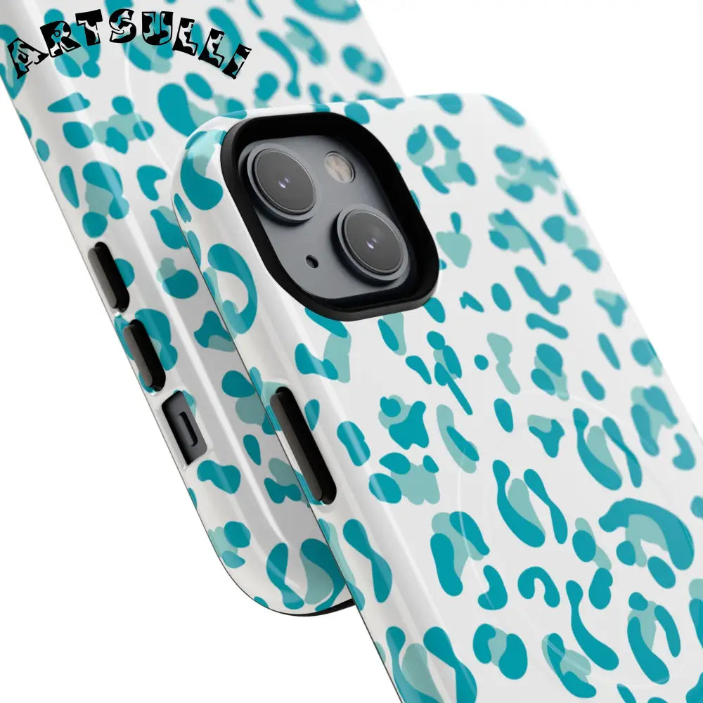 JAKKOUTTHEBXX Teal Leopard Print MagSafe Case 2025