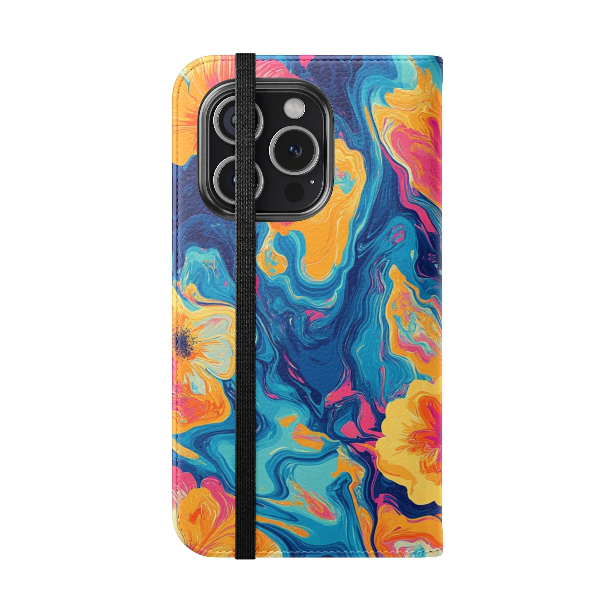 Vibrant Abstract Floral Flip Cases, Artsulli - Art is Long, Life is Short, Phone Case, , , , , , ,
