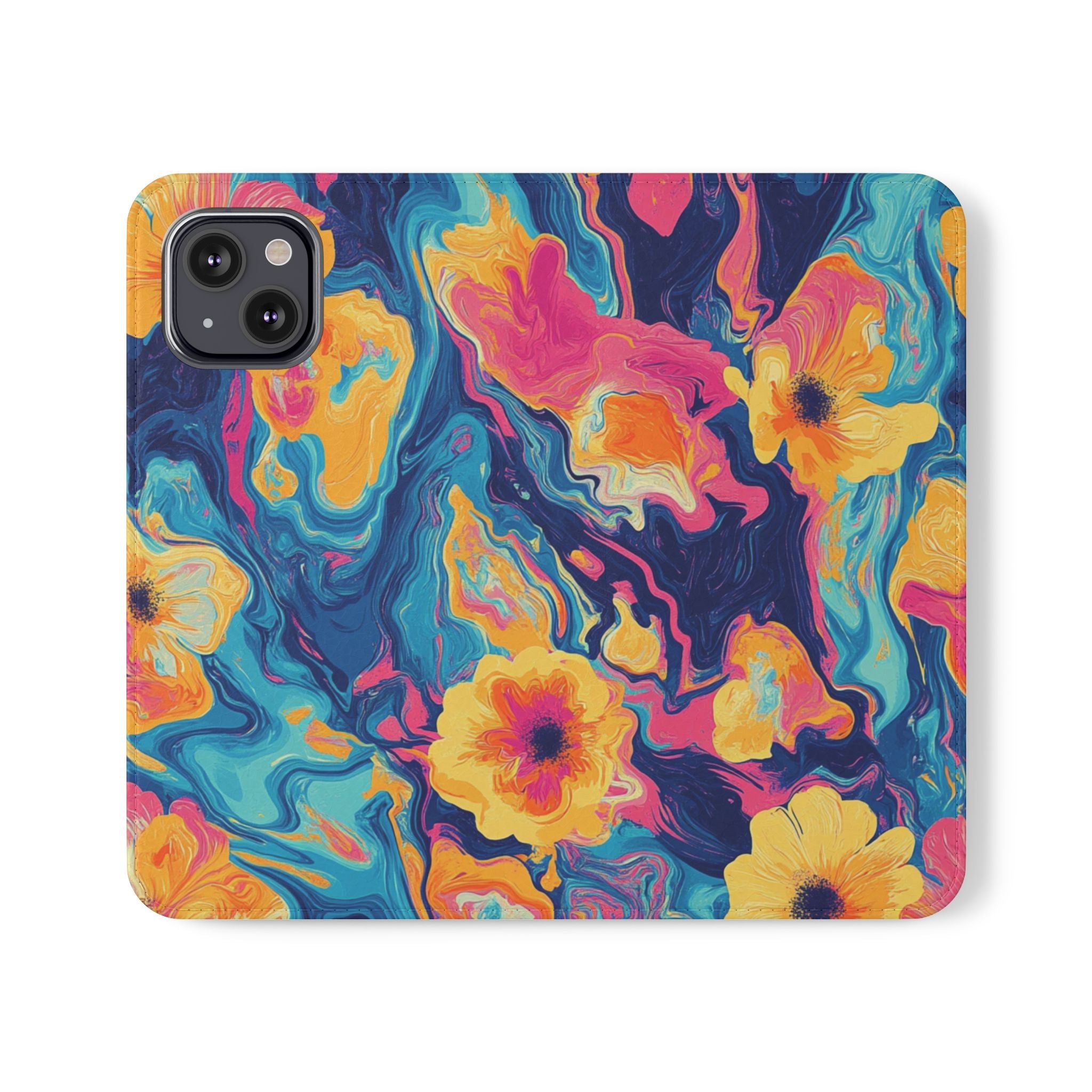 Vibrant Abstract Floral Flip Cases, Artsulli - Art is Long, Life is Short, Phone Case, Size, iPhone 13, , , , , 13134172428648711991