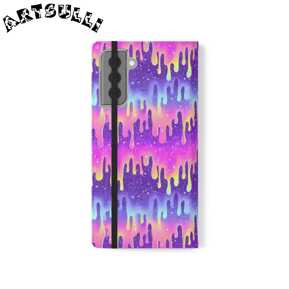 Vibrant Dripping Galaxy Flip Cases, Artsulli - Art is Long, Life is Short, Phone Case, , , , , , ,
