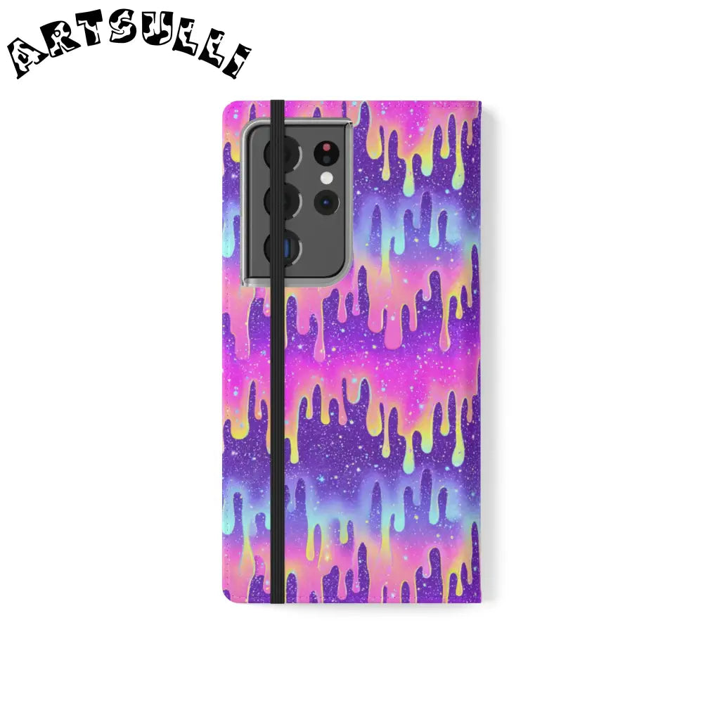 Vibrant Dripping Galaxy Flip Cases, Artsulli - Art is Long, Life is Short, Phone Case, , , , , , ,