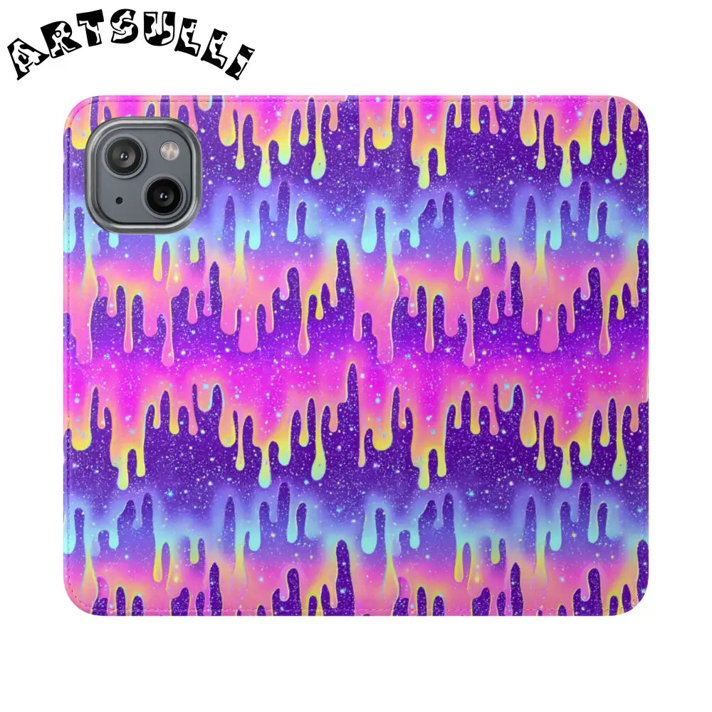 Vibrant Dripping Galaxy Flip Cases, Artsulli - Art is Long, Life is Short, Phone Case, Size, iPhone 14, , , , , 30446325255278063964