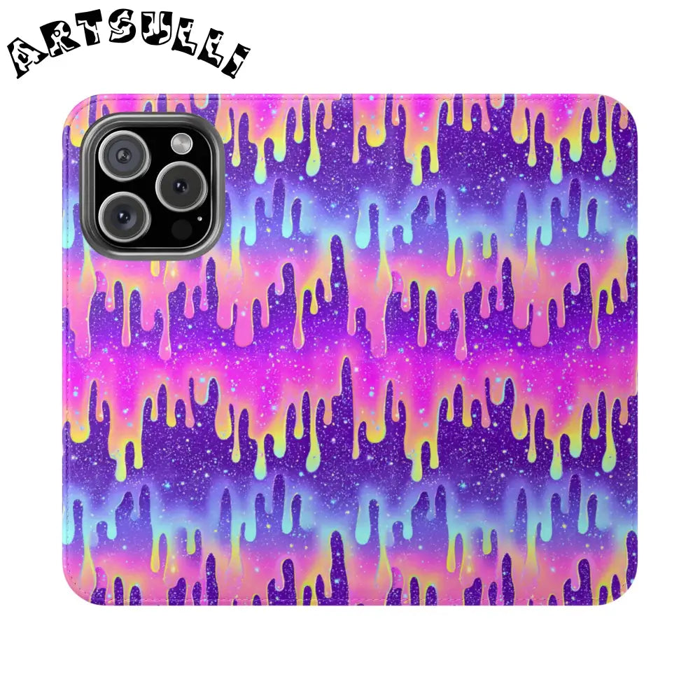 Vibrant Dripping Galaxy Flip Cases, Artsulli - Art is Long, Life is Short, Phone Case, Size, iPhone 16 Pro, , , , , 75872373283284538785
