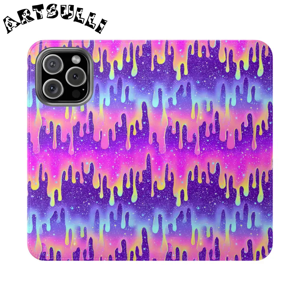 Vibrant Dripping Galaxy Flip Cases, Artsulli - Art is Long, Life is Short, Phone Case, Size, iPhone 16 Pro Max, , , , , 30433402317846049018