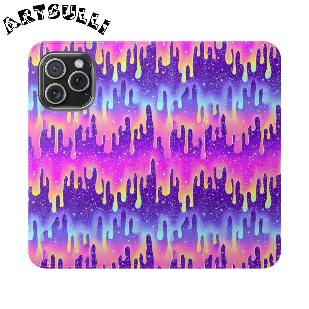 Vibrant Dripping Galaxy Flip Cases, Artsulli - Art is Long, Life is Short, Phone Case, Size, iPhone 15 Pro Max, , , , , 26199360456904369312
