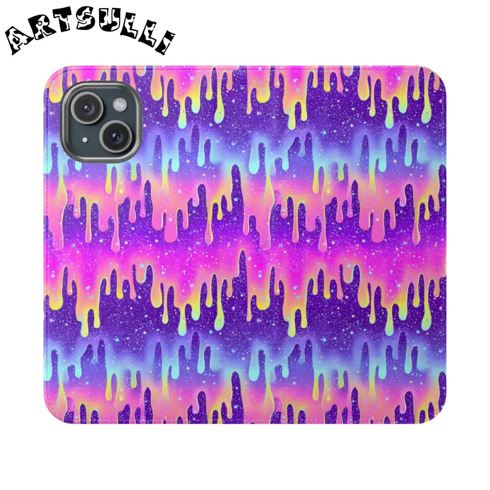 Vibrant Dripping Galaxy Flip Cases, Artsulli - Art is Long, Life is Short, Phone Case, Size, iPhone 15, , , , , 28380304553975128701