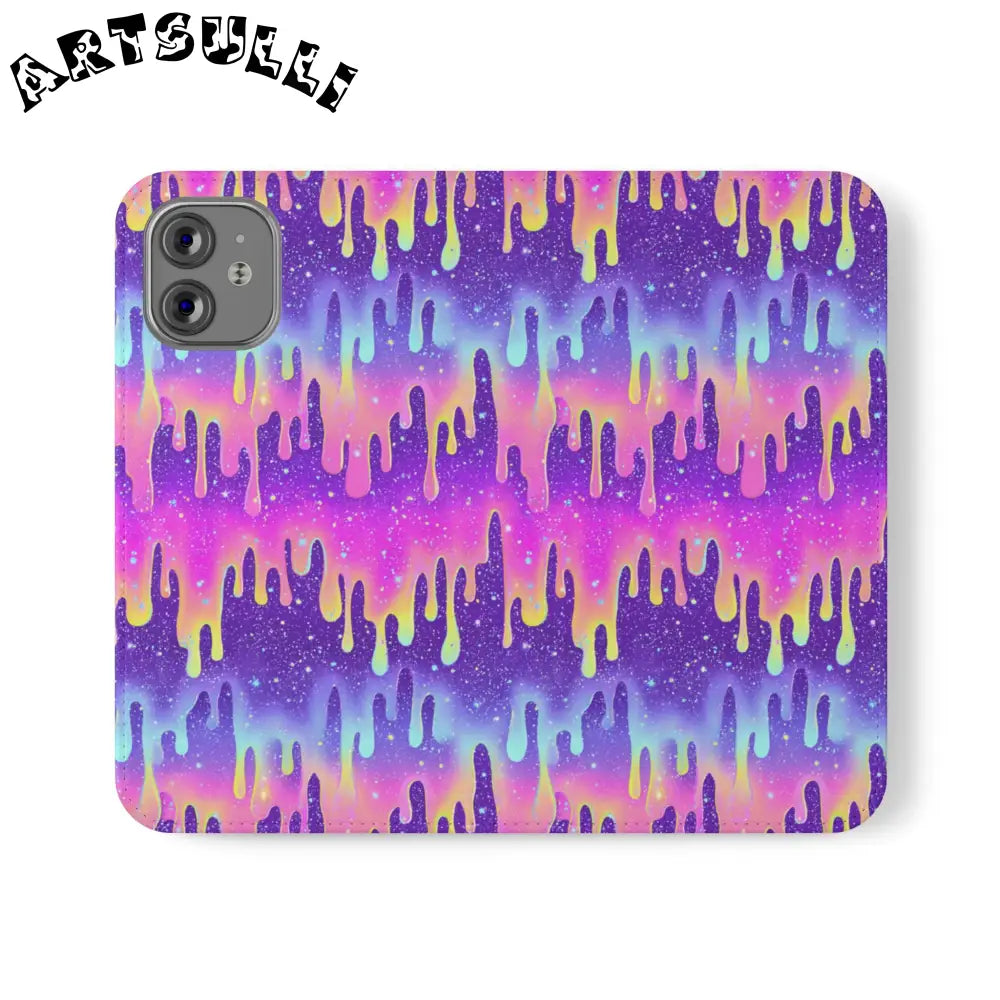Vibrant Dripping Galaxy Flip Cases, Artsulli - Art is Long, Life is Short, Phone Case, Size, iPhone 12 Mini, , , , , 68807901220308208692