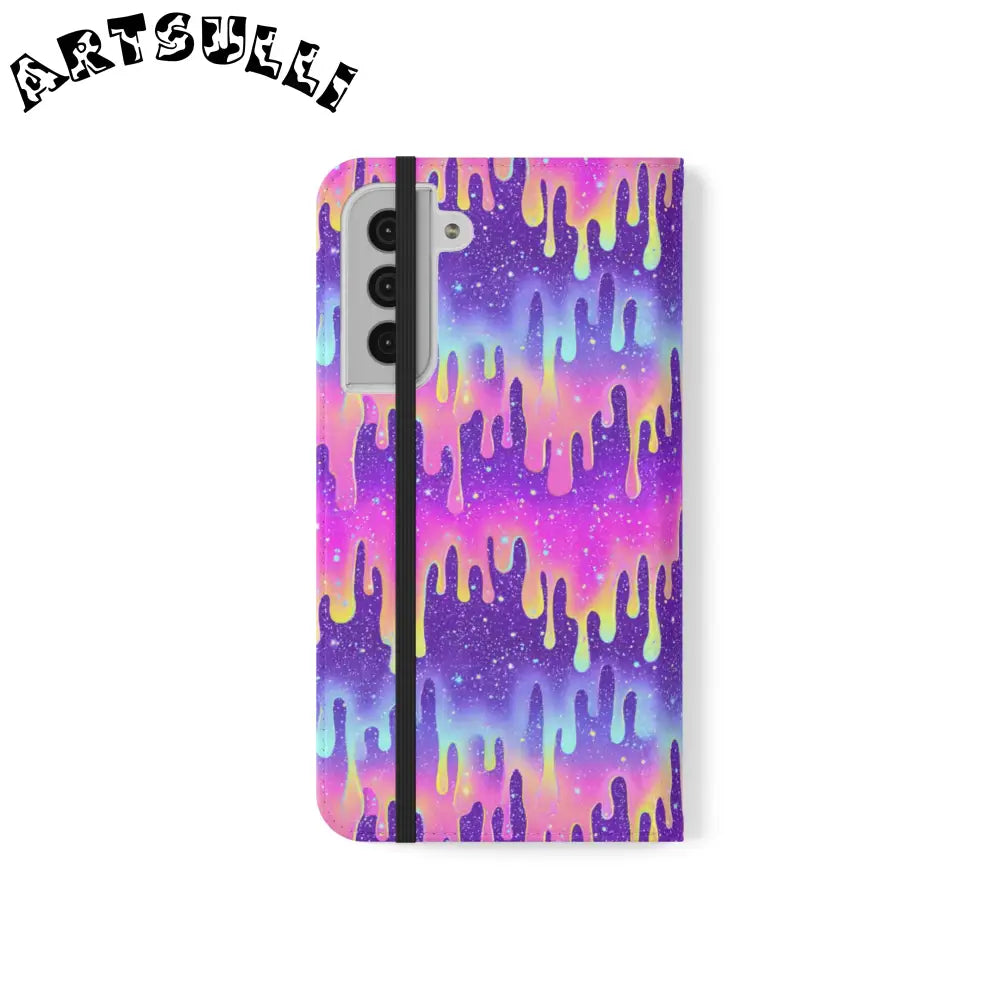 Vibrant Dripping Galaxy Flip Cases, Artsulli - Art is Long, Life is Short, Phone Case, , , , , , ,