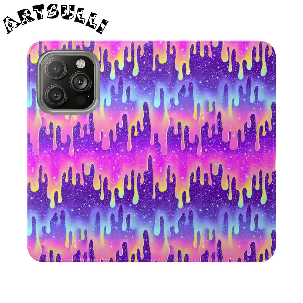 Vibrant Dripping Galaxy Flip Cases, Artsulli - Art is Long, Life is Short, Phone Case, Size, iPhone 14 Pro, , , , , 41692322657786496351