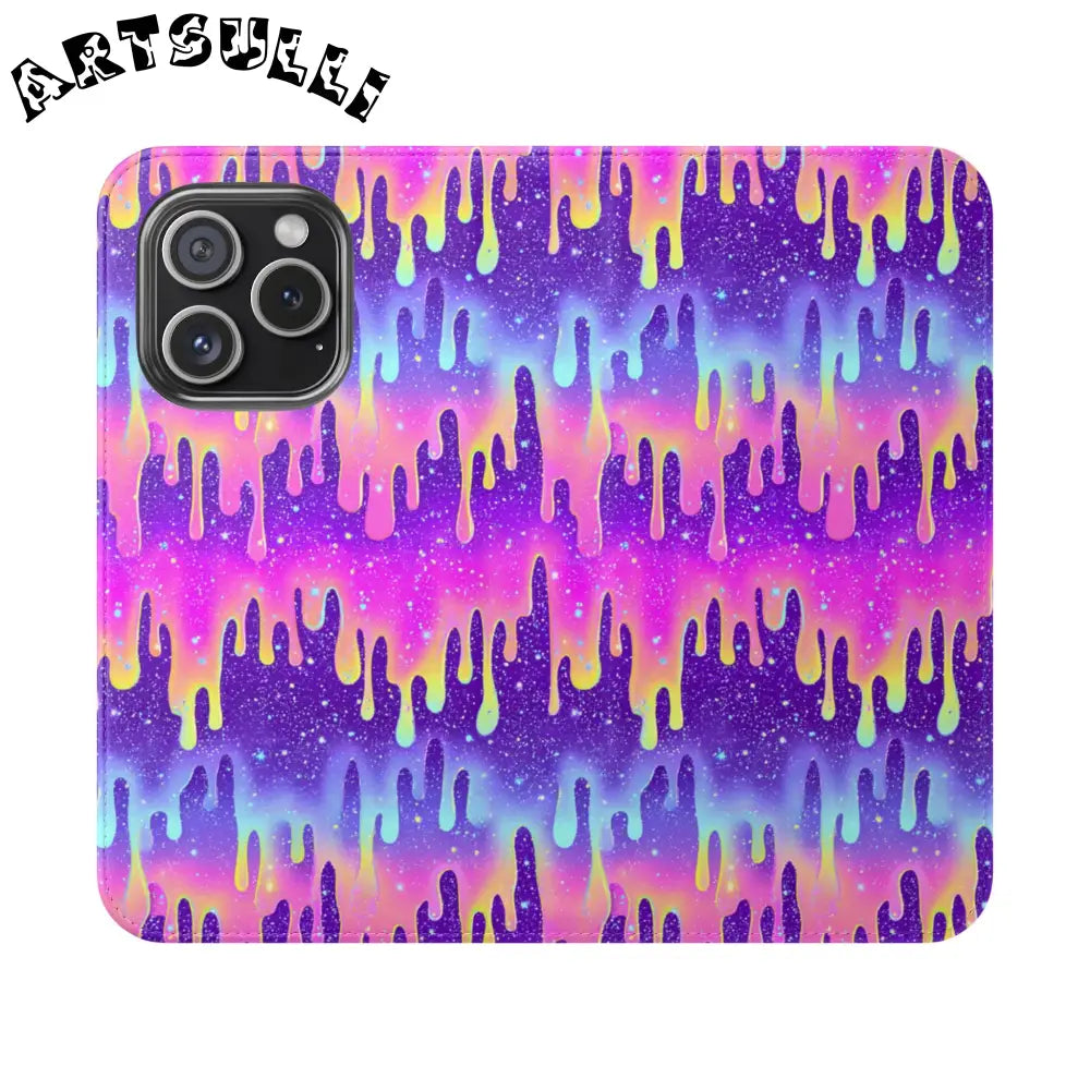 Vibrant Dripping Galaxy Flip Cases, Artsulli - Art is Long, Life is Short, Phone Case, Size, iPhone 15 Pro, , , , , 42324733271924800626