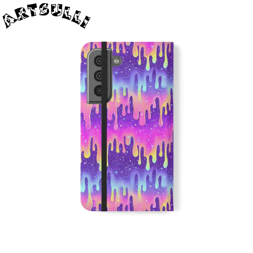 Vibrant Dripping Galaxy Flip Cases, Artsulli - Art is Long, Life is Short, Phone Case, , , , , , ,