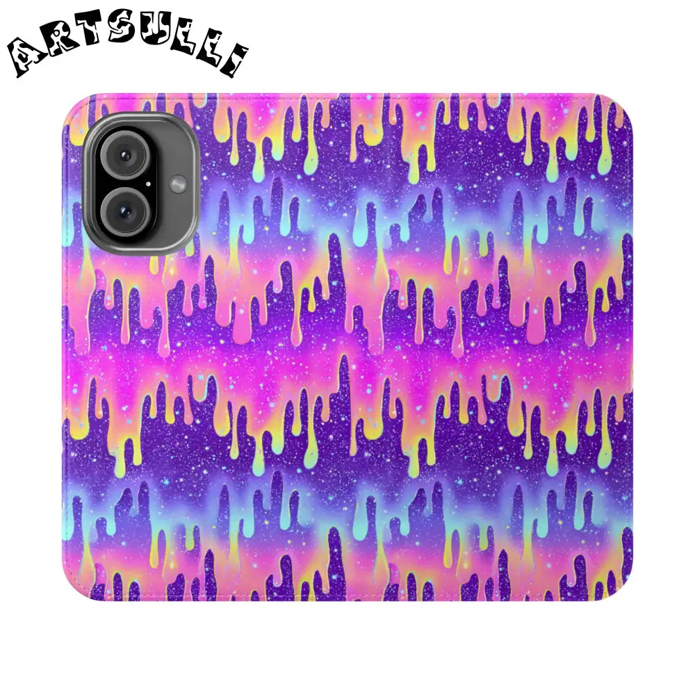 Vibrant Dripping Galaxy Flip Cases, Artsulli - Art is Long, Life is Short, Phone Case, Size, iPhone 16, , , , , 16901198891821823176