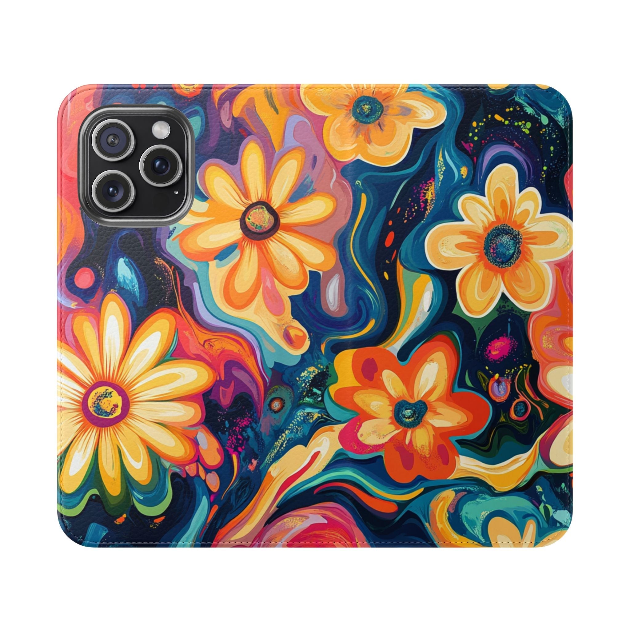 Vibrant Floral Abstract Flip Cases, Artsulli - Art is Long, Life is Short, Phone Case, Size, iPhone 15 Pro Max, , , , , 30683962331814720553