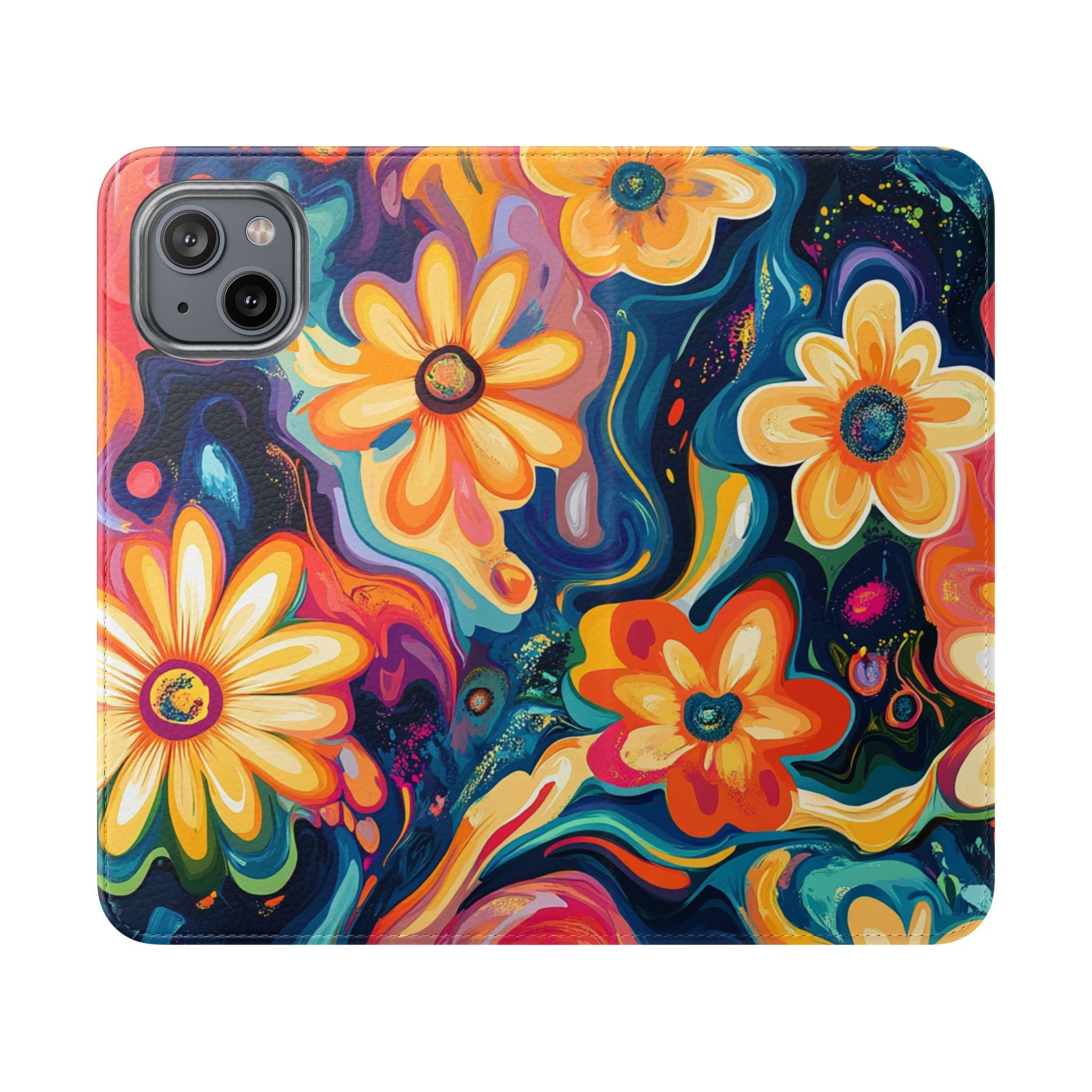 Vibrant Floral Abstract Flip Cases, Artsulli - Art is Long, Life is Short, Phone Case, Size, iPhone 14, , , , , 20567477375465065053