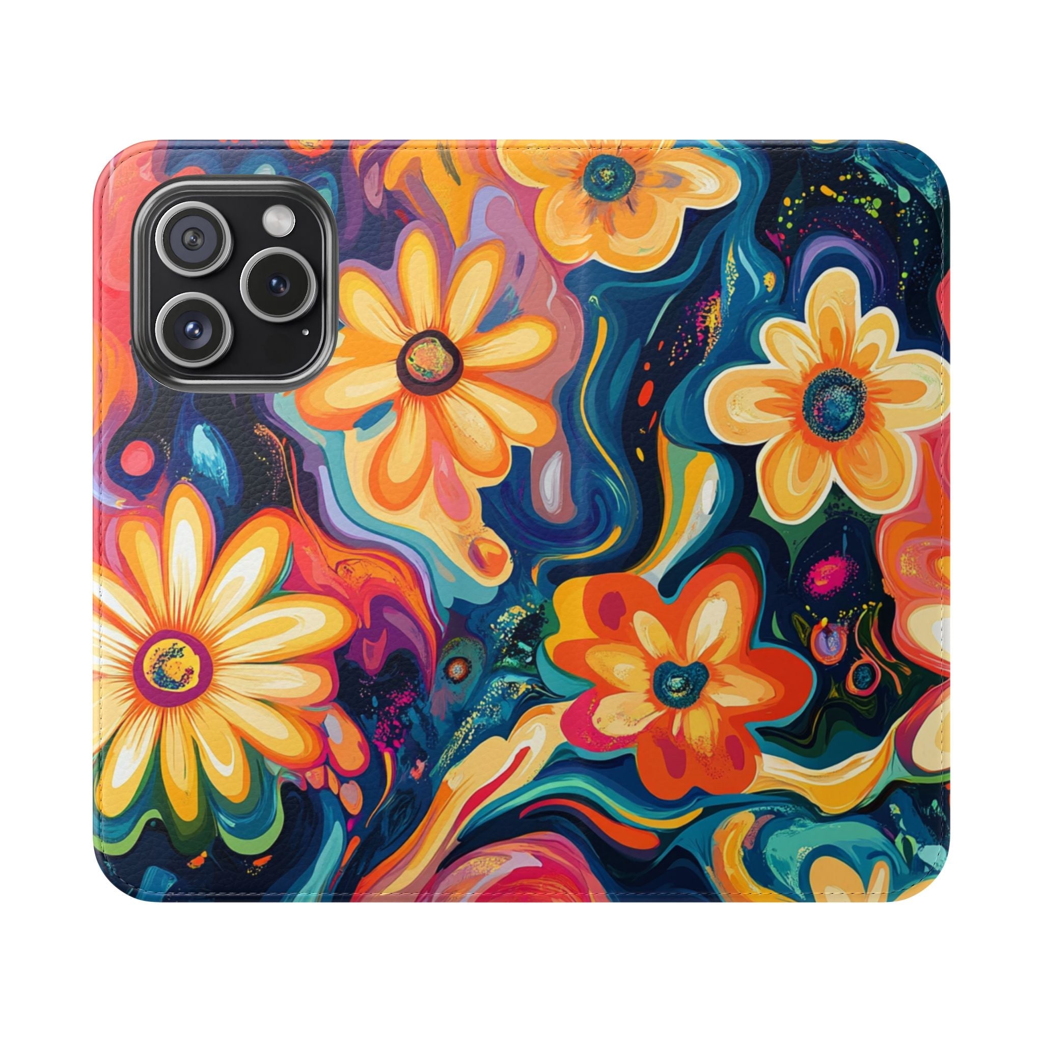 Vibrant Floral Abstract Flip Cases, Artsulli - Art is Long, Life is Short, Phone Case, Size, iPhone 15 Pro, , , , , 29758078588451472280