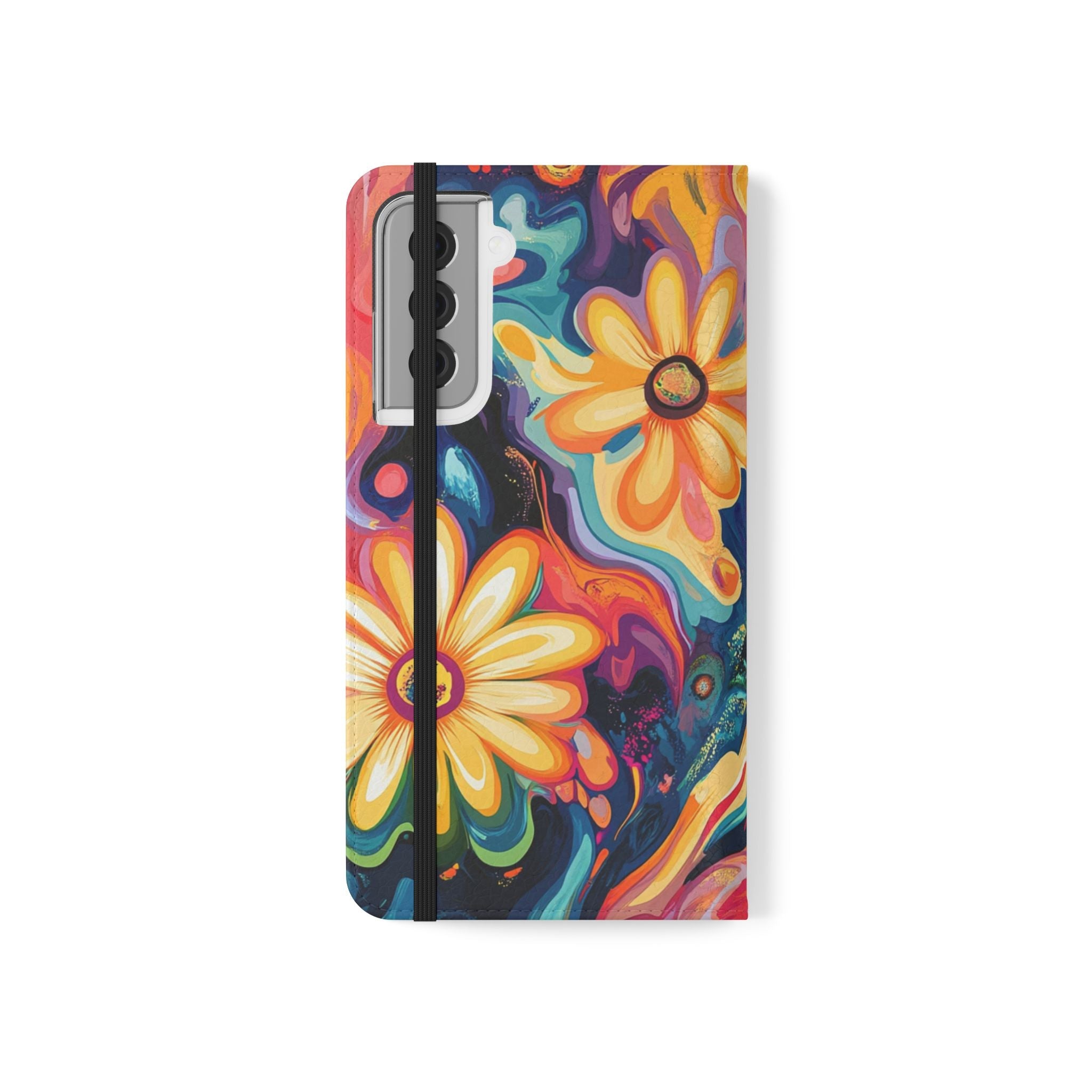 Vibrant Floral Abstract Flip Cases, Artsulli - Art is Long, Life is Short, Phone Case, , , , , , ,