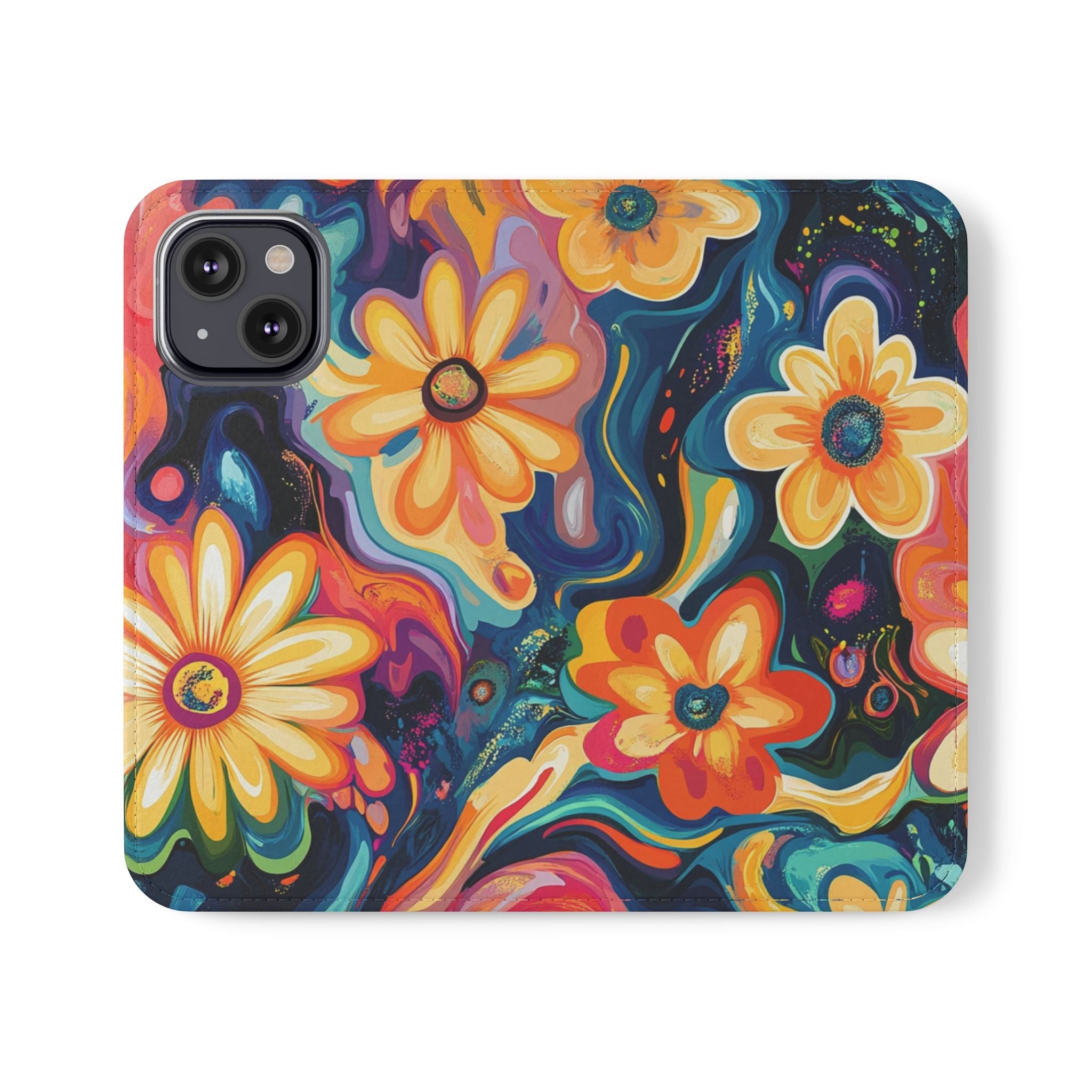 Vibrant Floral Abstract Flip Cases, Artsulli - Art is Long, Life is Short, Phone Case, Size, iPhone 13 Mini, , , , , 30473567499587866876