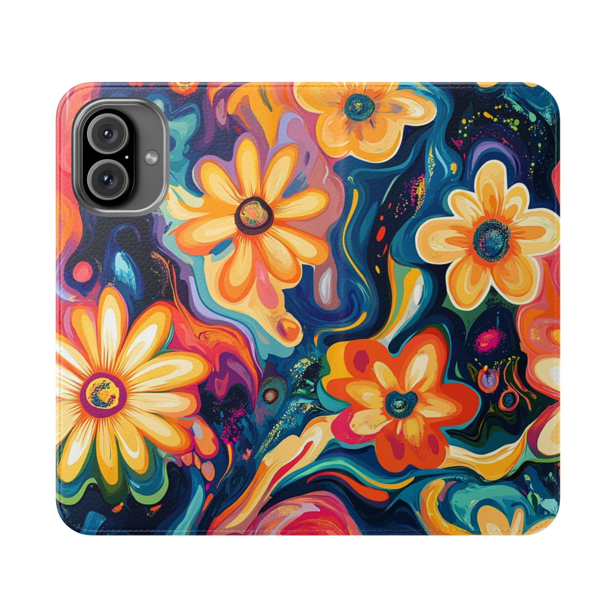 Vibrant Floral Abstract Flip Cases, Artsulli - Art is Long, Life is Short, Phone Case, Size, iPhone 16 Plus, , , , , 74748123885046667801